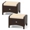 2 Pieces Patio PE Wicker Ottomans with Removable Cushions and Metal Frame
